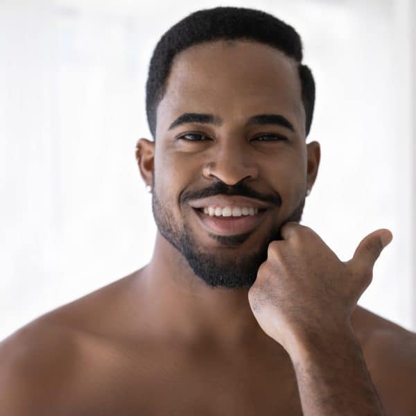 black man with rugged and masculine facial contours