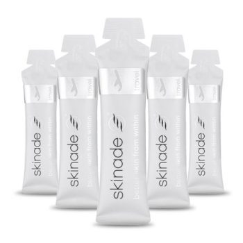 Skinade travel sachets in a 30 day supply