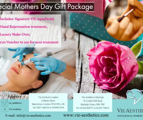 Mother's Day pampering experience poster at Vie Aesthetics for March 2020