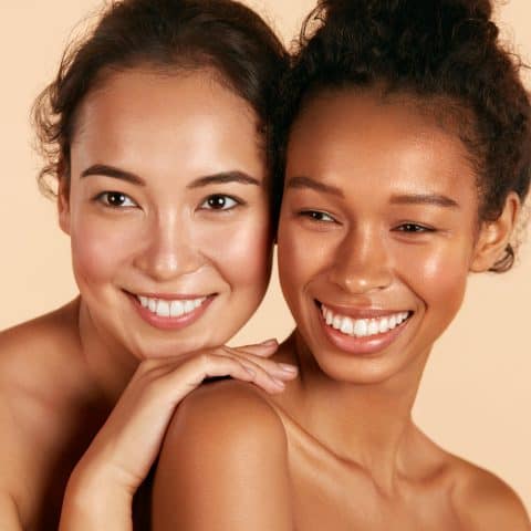 beautiful girls with glowing, radiant skin