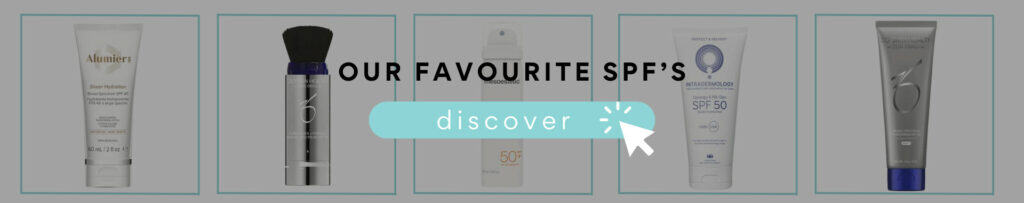 SHOP OUR FAVOURITE SPFS mineral spf chemical spf vie aesthetics alumier md zo skin health zein obagi intradermology synergy 6