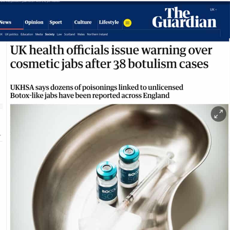 UK newspaper headline on dangers of unregulated treatments